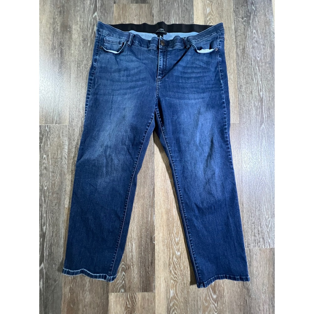 Venezia Jeans Women 24 Blue Straight Leg Elastic Waist Stretch Denim 4957